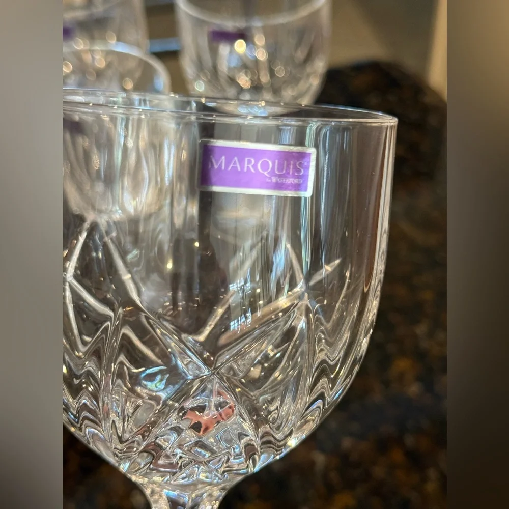NWT Vintage Waterford Crystal Marquis Brookside Wine Glasses-Set of 4 in Box